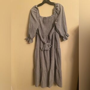 Smocked tiered tie front midi dress size XL